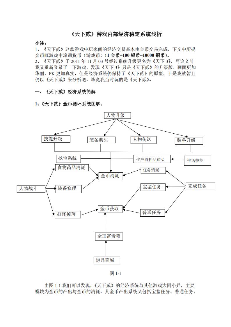 【数值策划】《天下贰》游戏内部经济稳定系统浅析.pdf-游戏策划社区-游戏星球-三米星球：游戏人&互联网人终身成长的平台