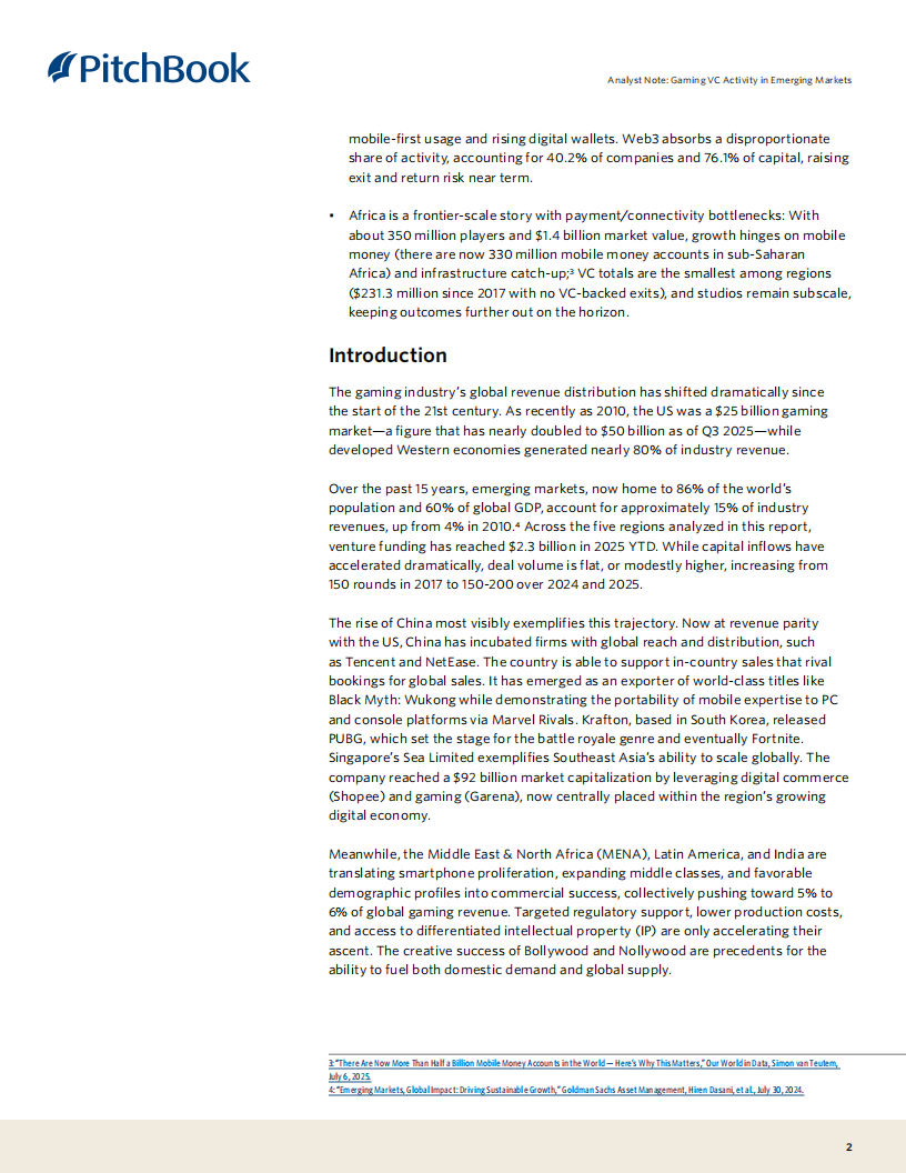 【游戏资讯】PitchBook：2025年新兴市场的游戏风险投资活动报告（英文版）.pdf-三米星球：游戏人&互联网人终身成长的平台